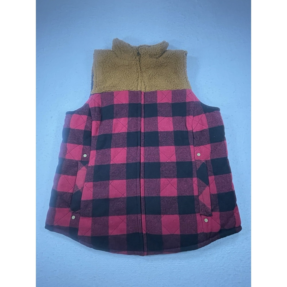 NWT Maurices Womens XL Buffalo Plaid Quilted Puffer Vest Sherpa Lined NWT